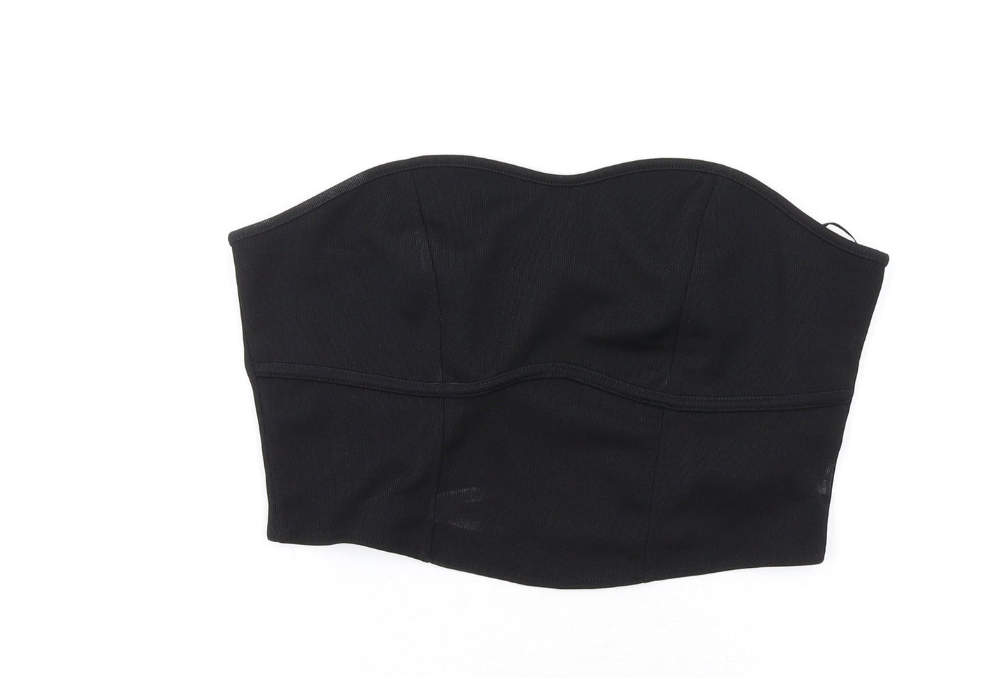 H&M Womens Black Polyester Cropped T-Shirt Size M Sweetheart