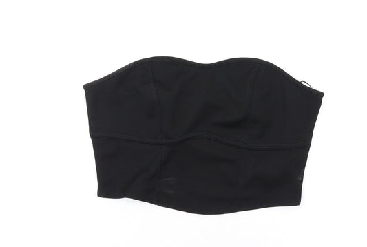 H&M Womens Black Polyester Cropped T-Shirt Size M Sweetheart