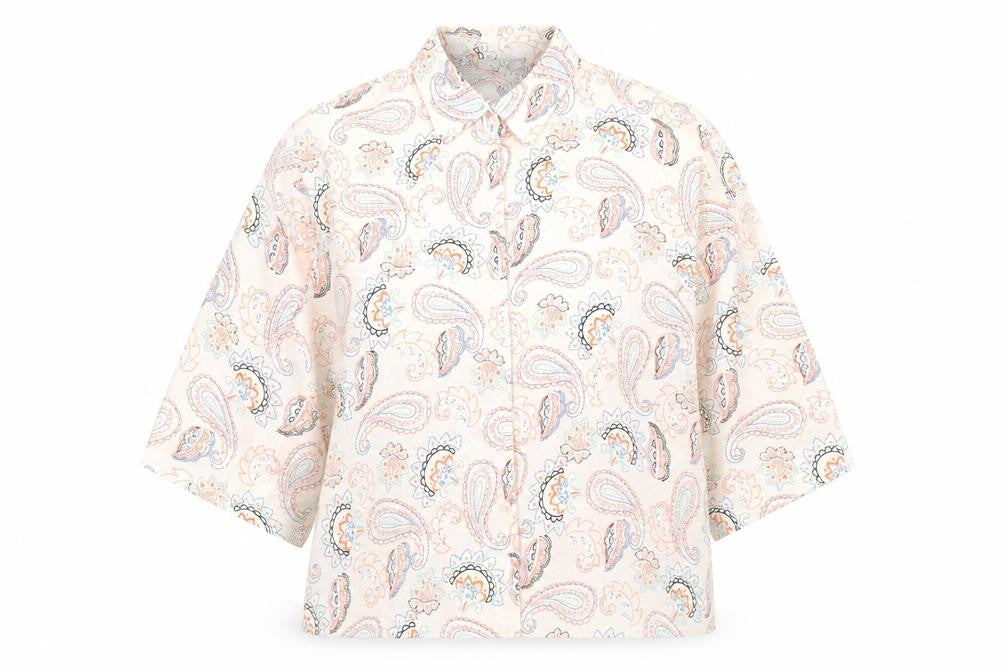 Exhibit Womens Multicoloured Paisley Polyester Basic Button-Up Size 12 Collared