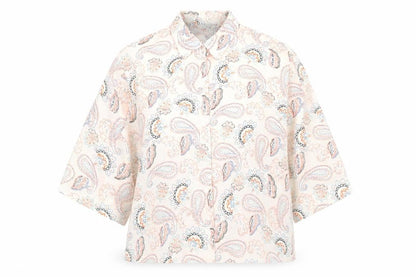 Exhibit Womens Multicoloured Paisley Polyester Basic Button-Up Size 12 Collared