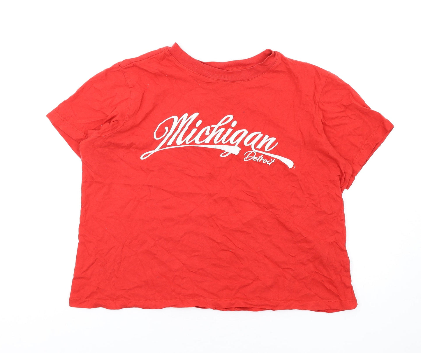 H&M Womens Red Cotton Camisole T-Shirt Size M Round Neck