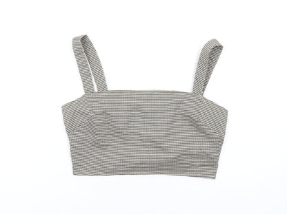 Additional front view of Missguided women’s beige geometric polyester basic tank, size UK 8, square neck