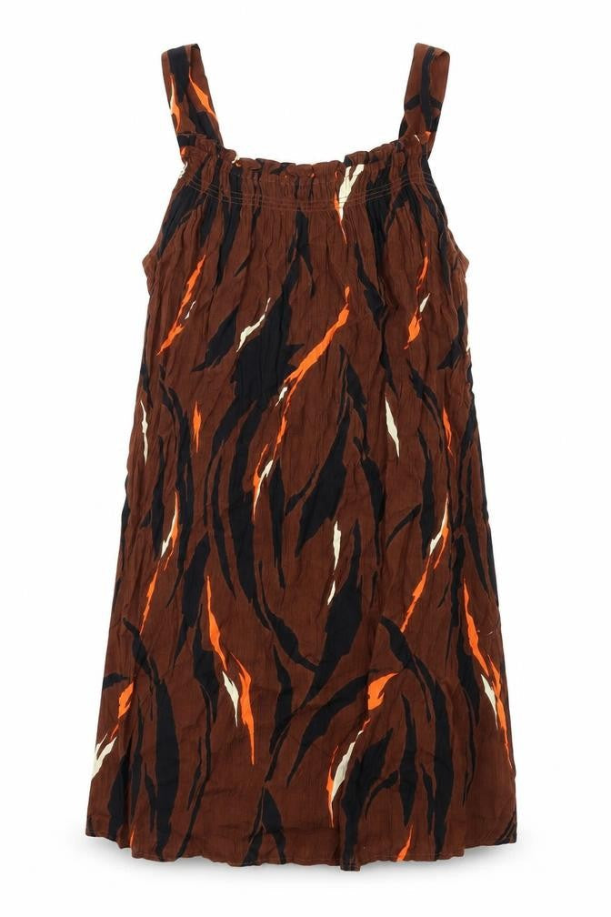 NEXT Womens Brown Geometric Viscose A-Line Size 10 Square Neck Pullover