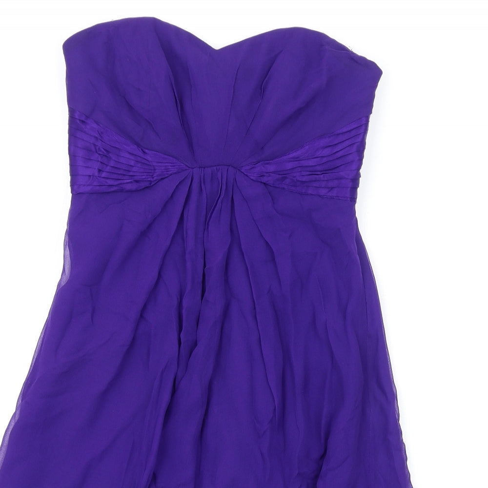 Coast Womens Purple Silk A-Line Size 8 Sweetheart Zip