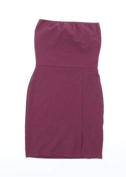 PRETTYLITTLETHING prettylitt Womens Purple Polyester Bodycon Size 8 Square Neck Pullover
