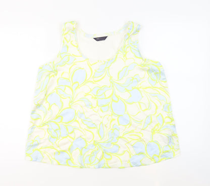 Marks & Spencer Womens Ivory Geometric Polyester Basic Tank Size 14 Boat Neck