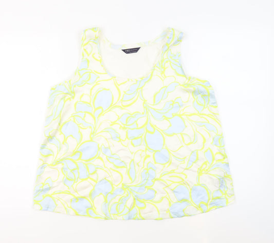 Marks and Spencer Womens Ivory Geometric Polyester Basic Tank Size 14 Boat Neck