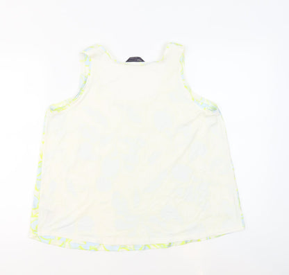 Marks & Spencer Womens Ivory Geometric Polyester Basic Tank Size 14 Boat Neck