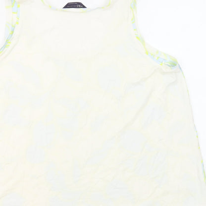 Marks & Spencer Womens Ivory Geometric Polyester Basic Tank Size 14 Boat Neck