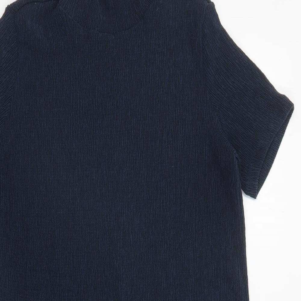 Marks and Spencer Womens Blue Polyester A-Line Size 16 Mock Neck Pullover