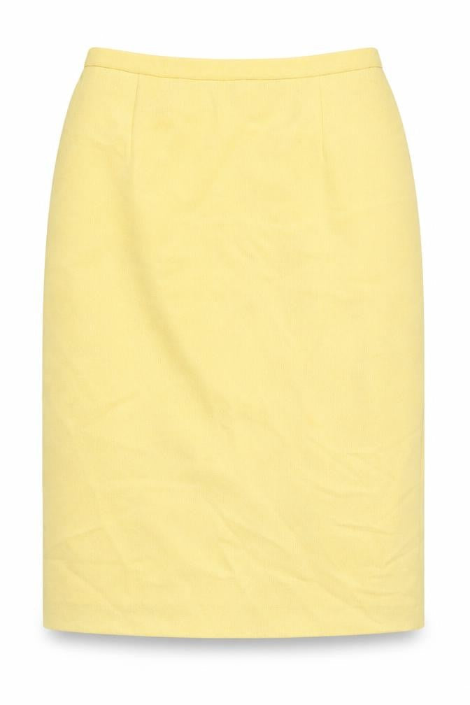 Janine Pauporte Womens Yellow Polyester A-Line Skirt Size 32 in Zip - Elasticated Waist Lined