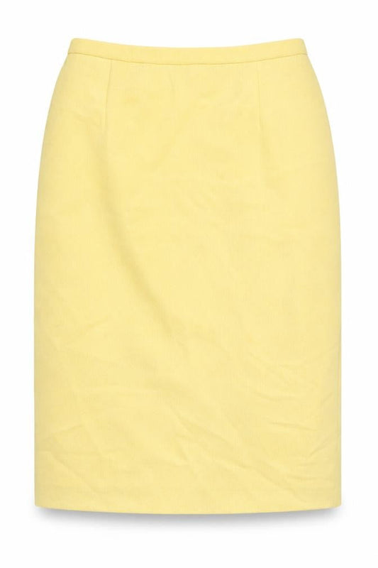 Janine Pauporte Womens Yellow Polyester A-Line Skirt Size 32 in Zip - Elasticated Waist Lined