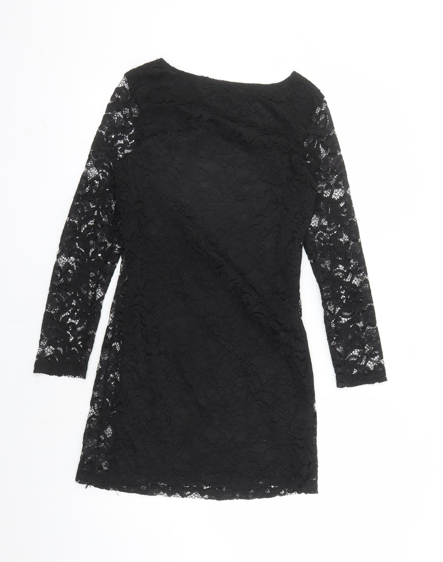Mela London Womens Black Geometric Polyester Bodycon Size 10 Round Neck Pullover