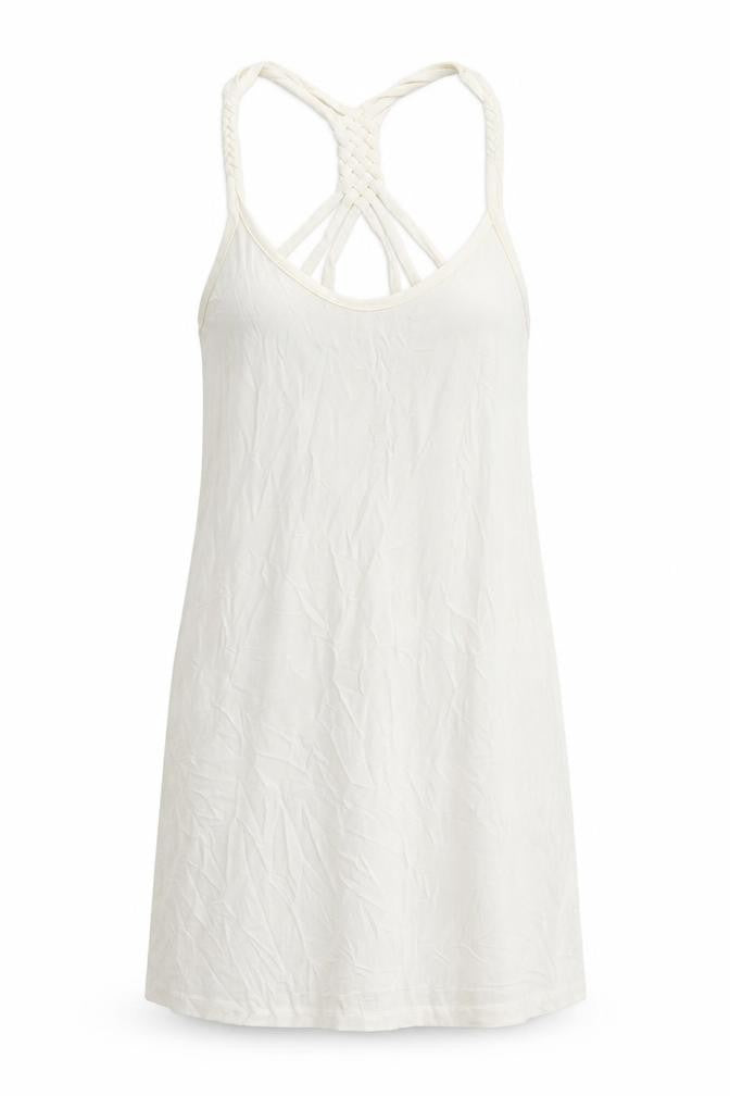 Freya Womens White Polyester Tank Dress Size S Round Neck Pullover