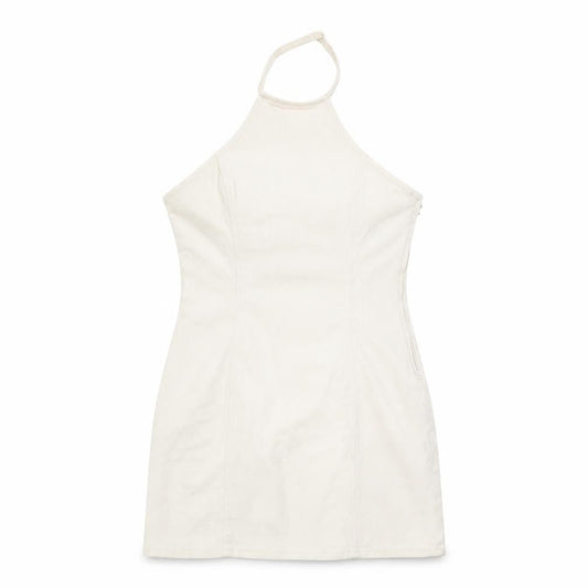 Divided by H&M Womens Beige Cotton Mini Size S Halter Zip