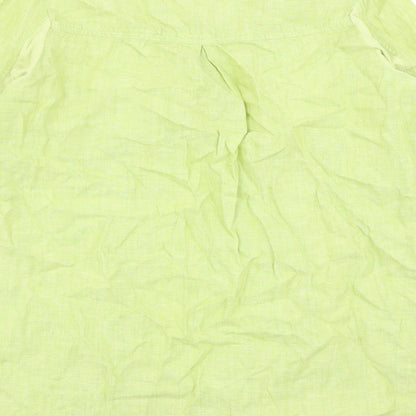 Doris Streich Womens Green Linen Basic Blouse Size 10 V-Neck