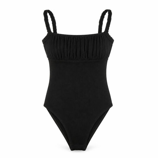 Topshop Womens Black Viscose Bodysuit One-Piece Size 6 Snap