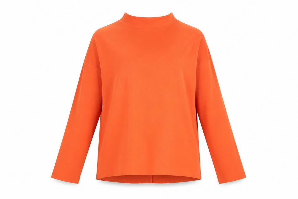 Weekday Womens Orange Viscose Basic Blouse Size S Mock Neck
