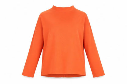 Weekday Womens Orange Viscose Basic Blouse Size S Mock Neck