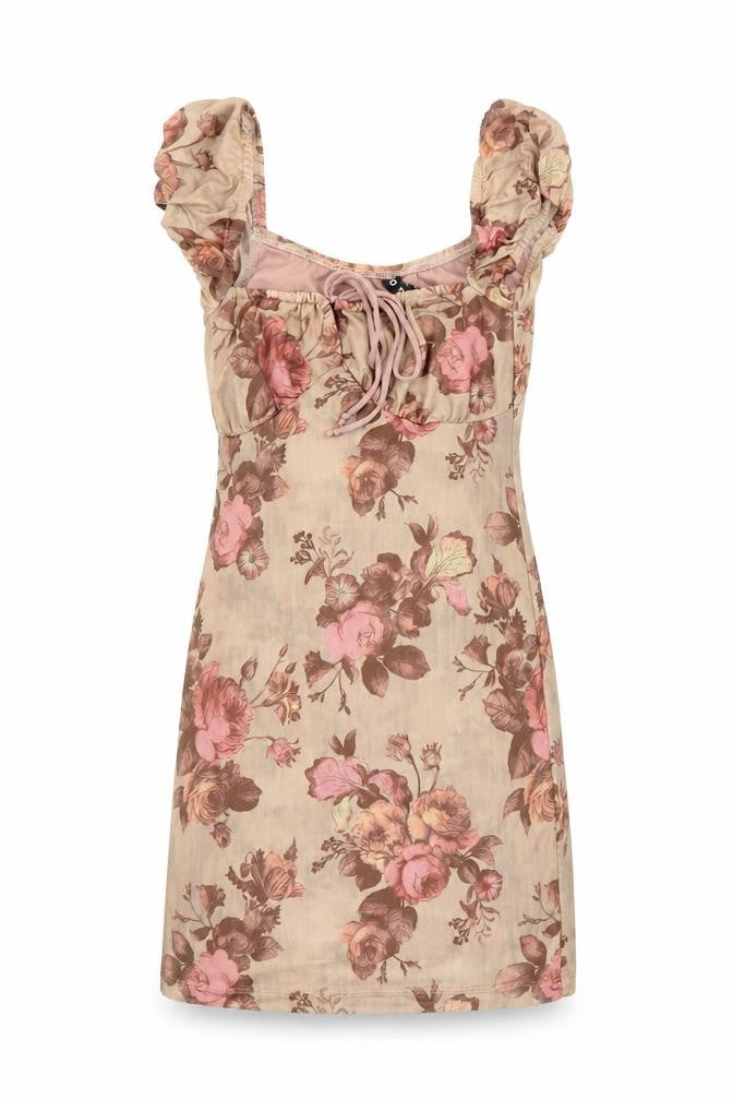 Motel Womens Brown Floral Polyester Mini Size XS Round Neck Pullover