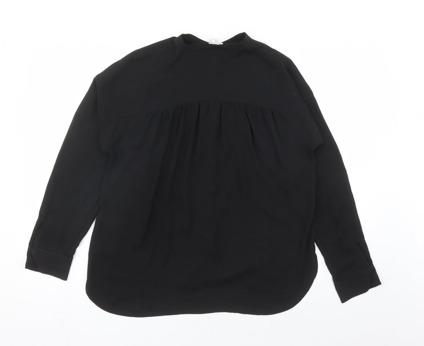 Warehouse Womens Black Polyester Basic Button-Up Size 12 Round Neck