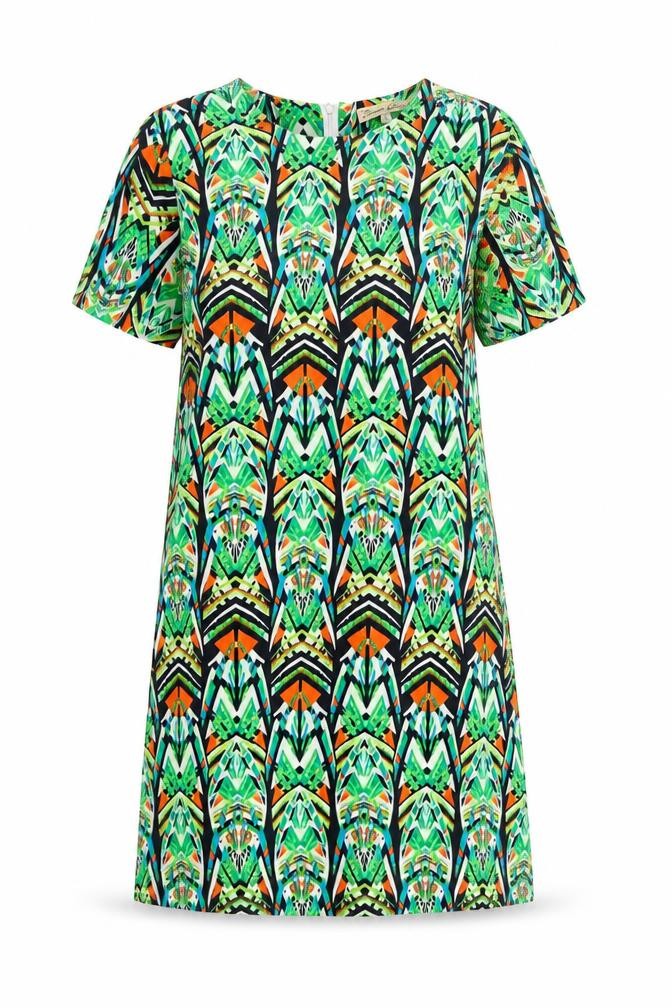Cameo Rose Womens Multicoloured Geometric Polyester A-Line Size 12 Round Neck Zip