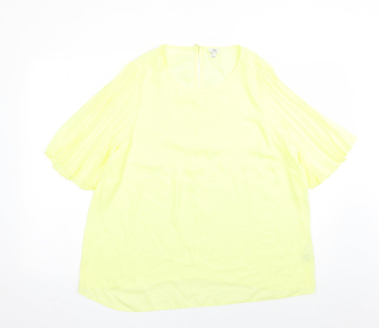 River Island Womens Yellow Polyester Basic Blouse Size 18 Round Neck