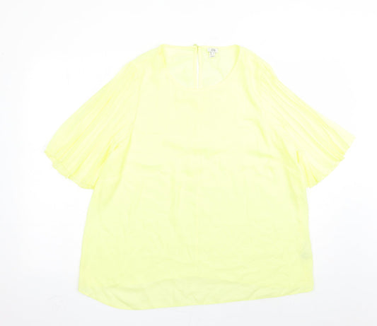 River Island Womens Yellow Polyester Basic Blouse Size 18 Round Neck