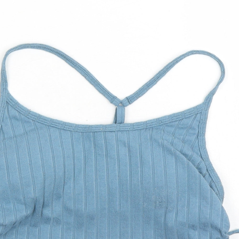 Gilly Hicks Womens Blue Cotton Cropped Tank Size M Round Neck - Built In Support