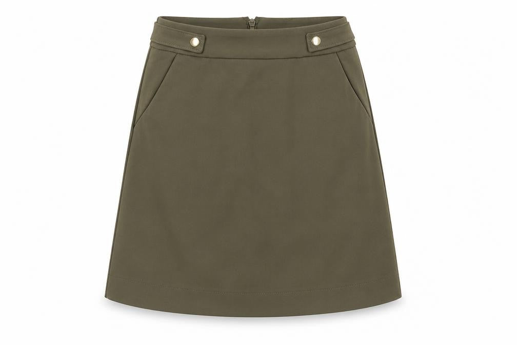 H&M Womens Green Polyester A-Line Skirt Size 6 Zip
