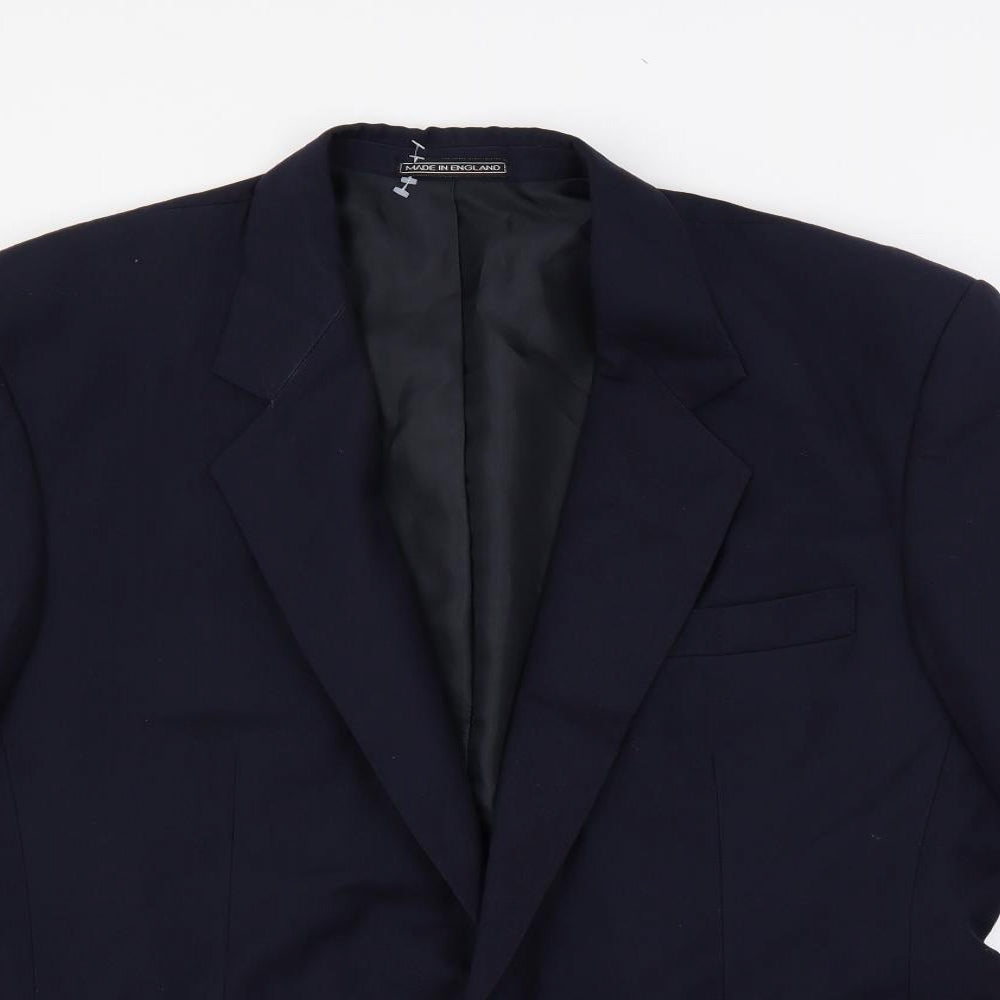 Made In England Mens Blue Polyester Jacket Suit Jacket Size 42 Regular