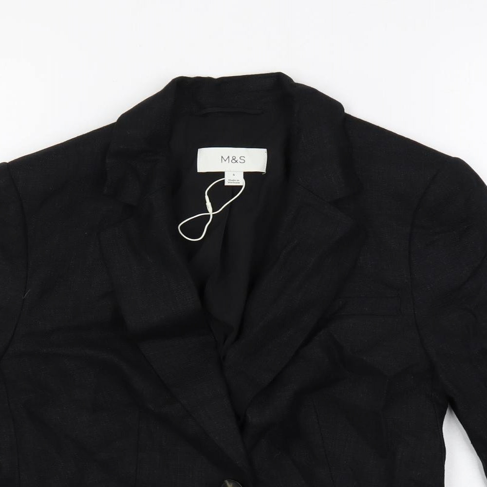 Marks and Spencer Womens Black Jacket Blazer Size 6 Button