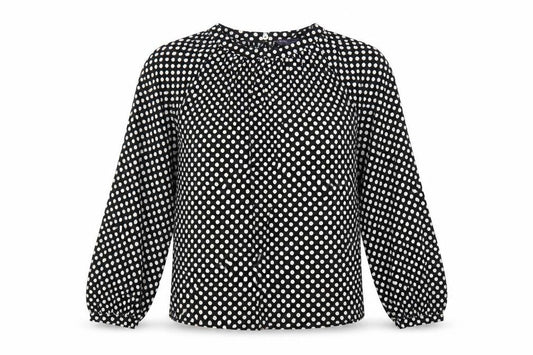 Marks and Spencer Womens Black Polka Dot Polyester Basic Blouse Size 8 Round Neck