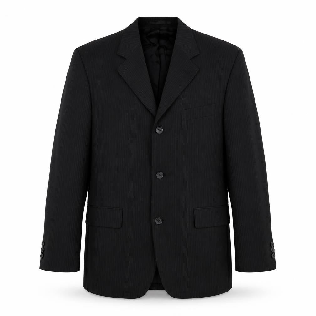 Tom English Mens Black Striped Wool Jacket Suit Jacket Size 38 Regular