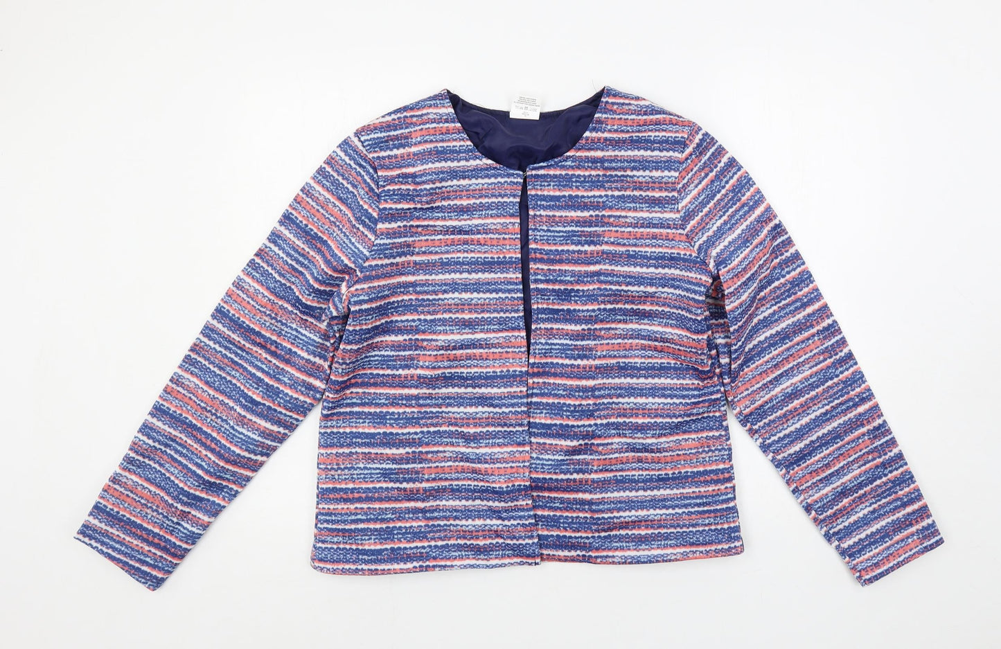 Anne de Lancay Womens Multicoloured Geometric Jacket Blazer Size M Hook & Eye - Open