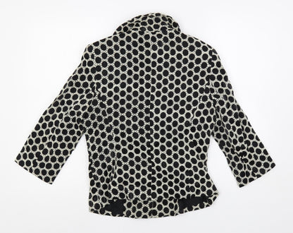 Back view of Alex & Co. women’s black polka dot jacket blazer, size UK 10, button
