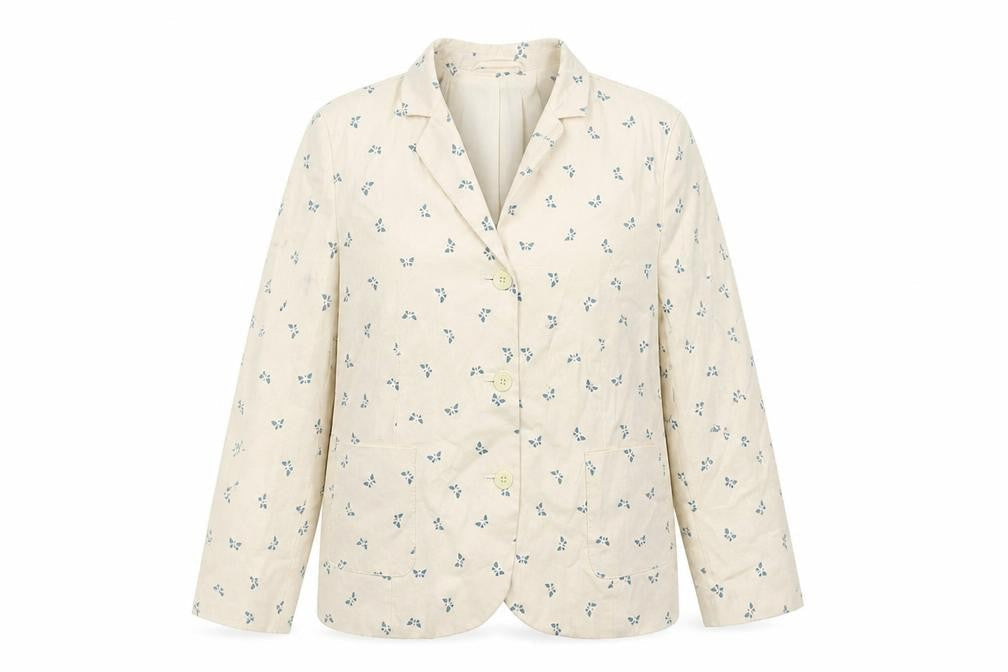 Topshop Womens Ivory Geometric Jacket Blazer Size 12 Button