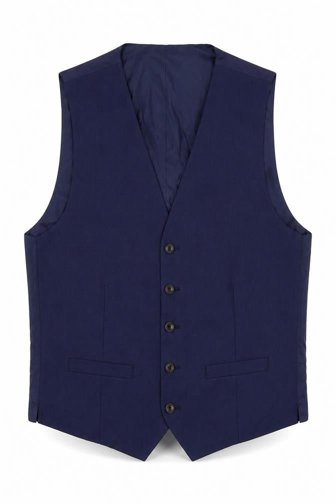 Marks & Spencer Mens Blue Polyester Jacket Suit Waistcoat Size 40 Regular