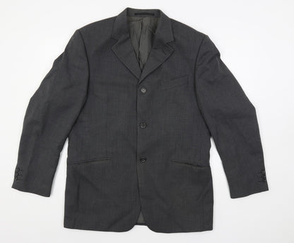 Remus Uomo Mens Grey Striped Polyester Jacket Suit Jacket Size 40 Regular