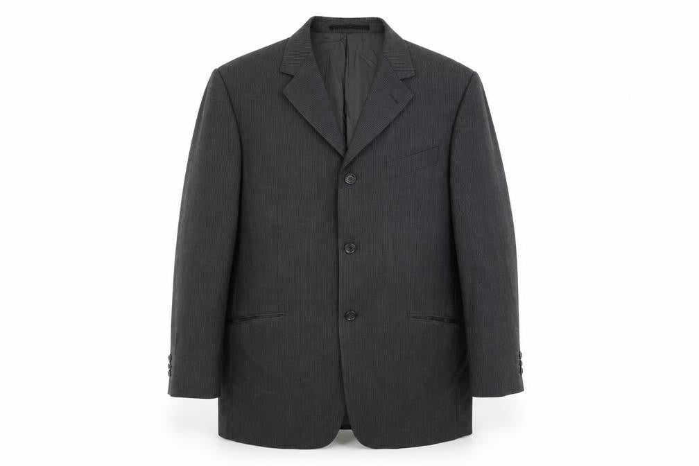 REMUS Mens Grey Striped Polyester Jacket Suit Jacket Size 40 Regular