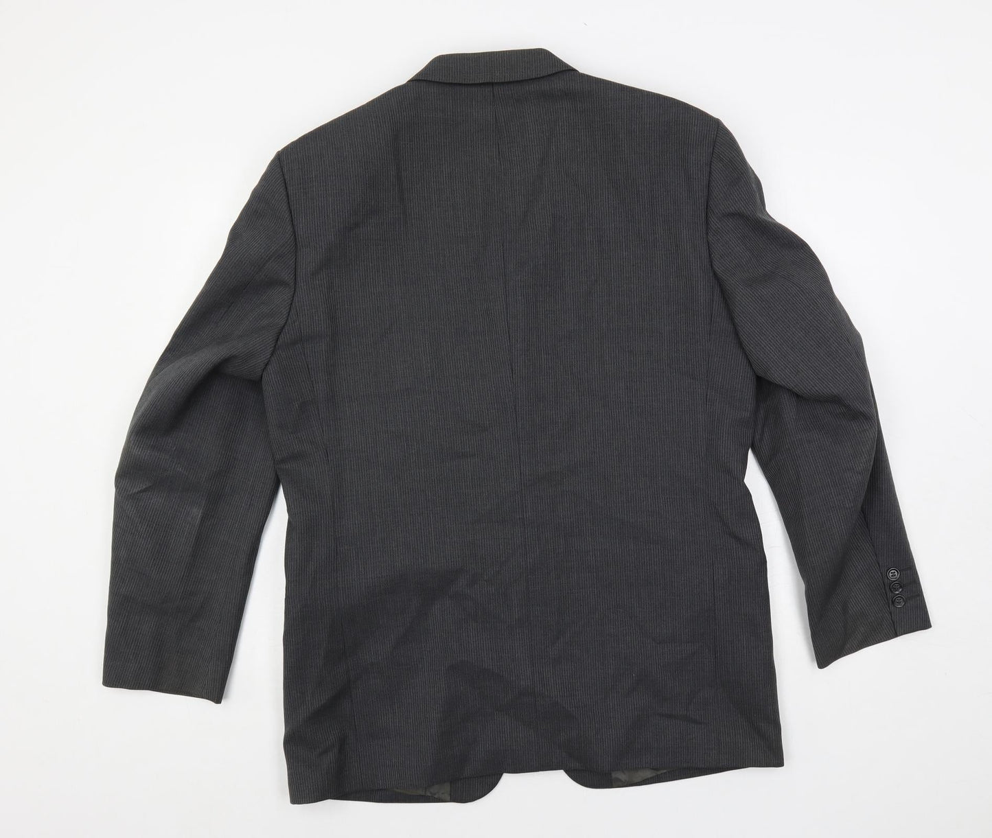 REMUS Mens Grey Striped Polyester Jacket Suit Jacket Size 40 Regular