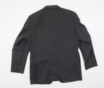 Remus Uomo Mens Grey Striped Polyester Jacket Suit Jacket Size 40 Regular