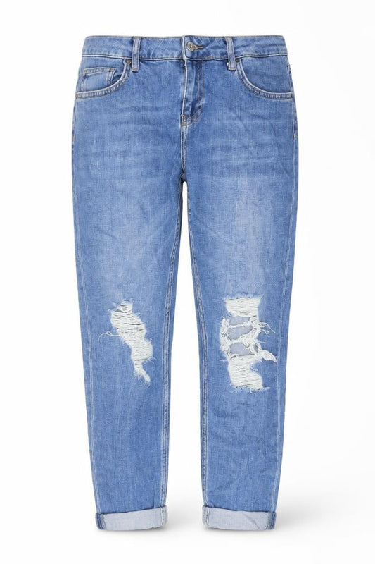 Topshop Womens Blue Cotton Mom Jeans Size 30 in L26 in Regular Button