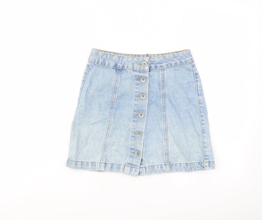 New Lok Girls Blue Cotton A-Line Skirt Size 12 Years Regular Button