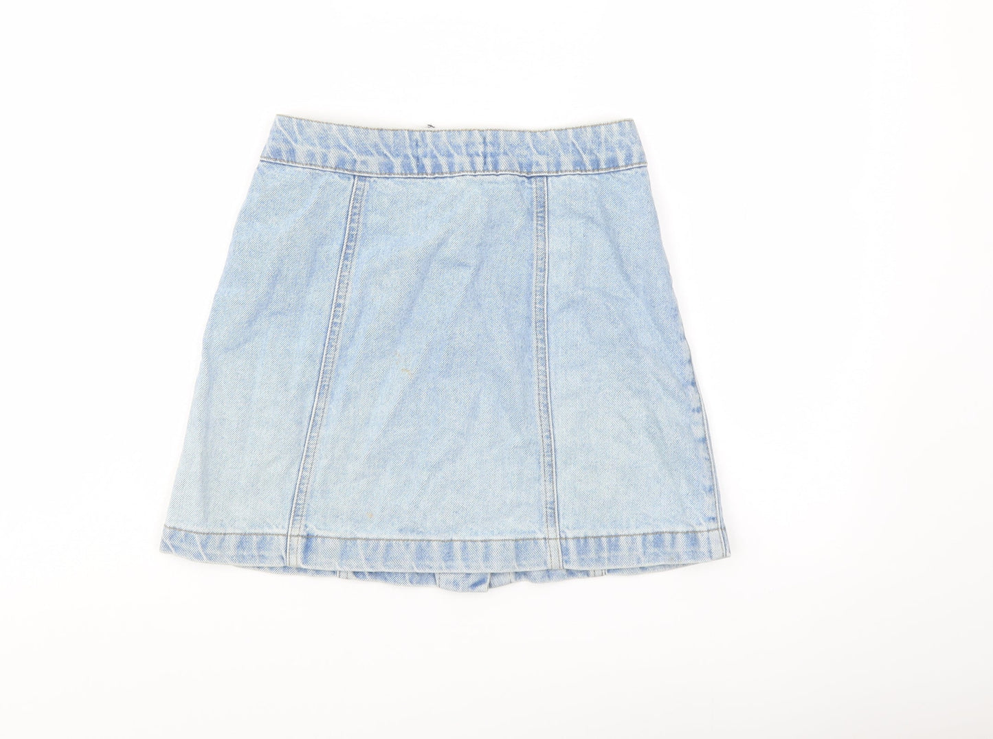 New Lok Girls Blue Cotton A-Line Skirt Size 12 Years Regular Button