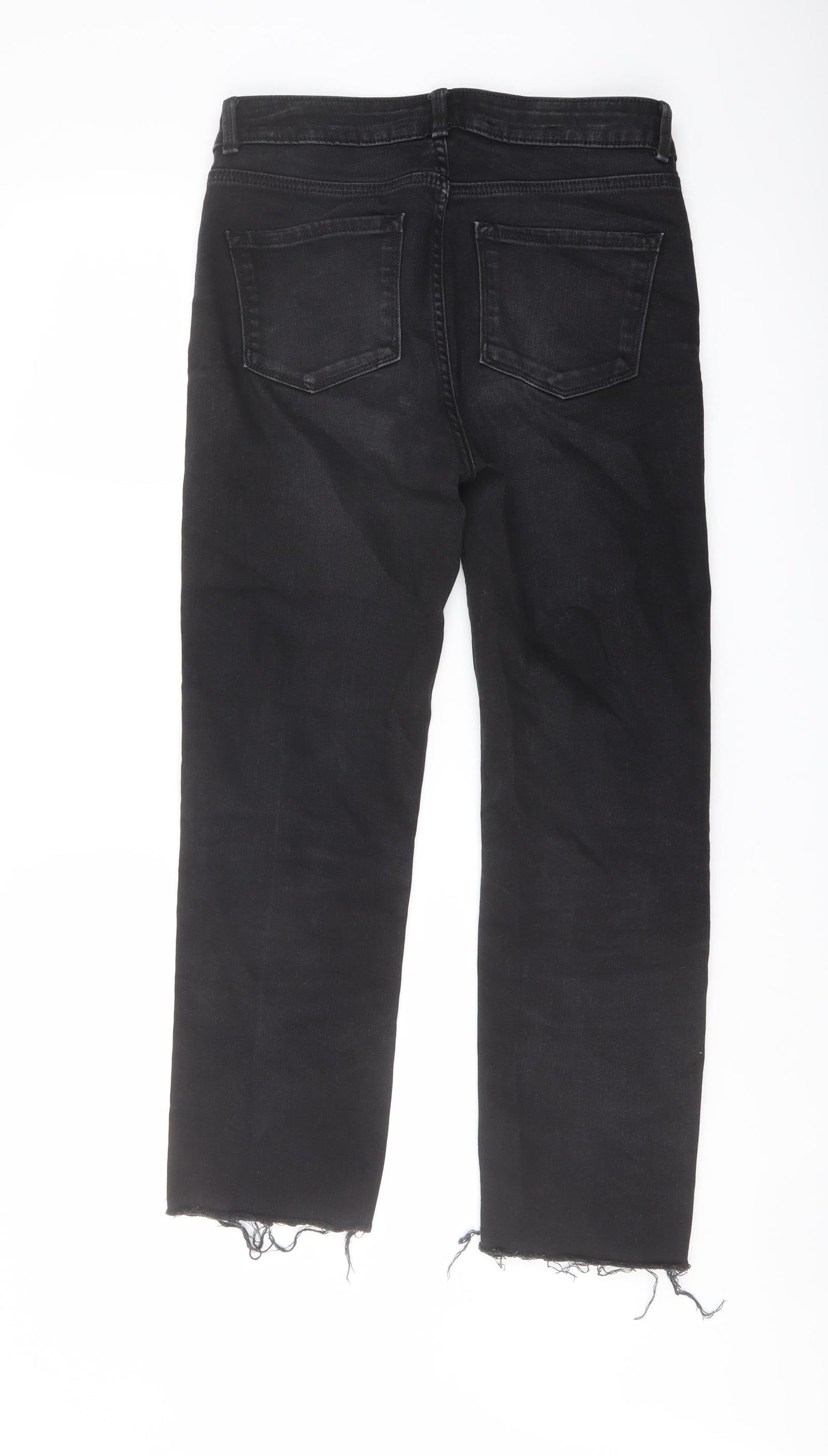 Marks and Spencer Womens Black Cotton Straight Jeans Size 10 L25 in Regular Button