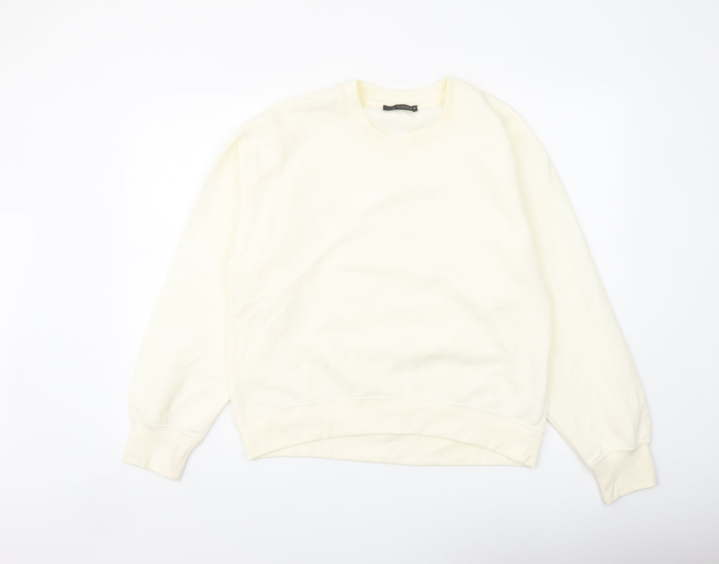Zara Womens Ivory Polyester Pullover Sweatshirt Size L Pullover