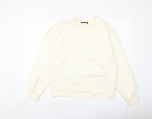 Zara Womens Ivory Polyester Pullover Sweatshirt Size L Pullover