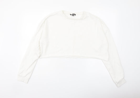 Missguided Womens White Polyester Pullover Sweatshirt Size 14 Pullover