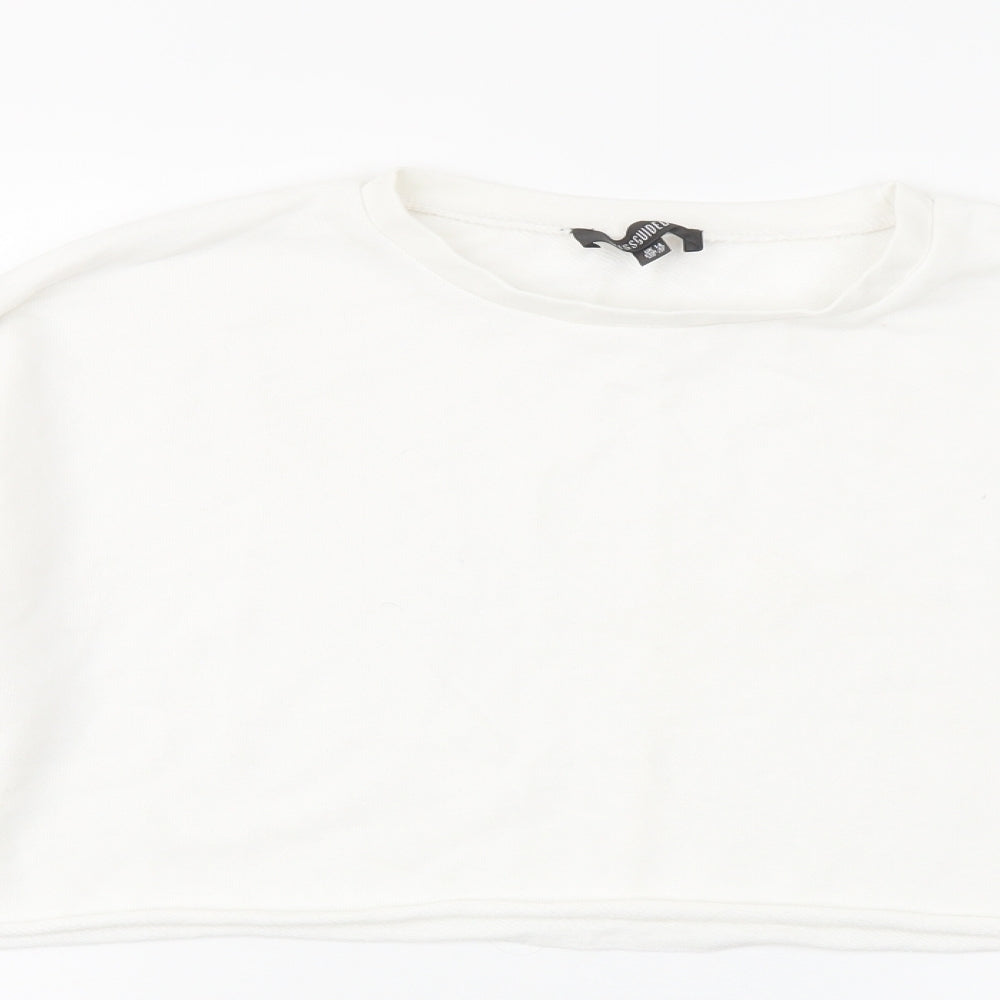 Missguided Womens White Polyester Pullover Sweatshirt Size 14 Pullover
